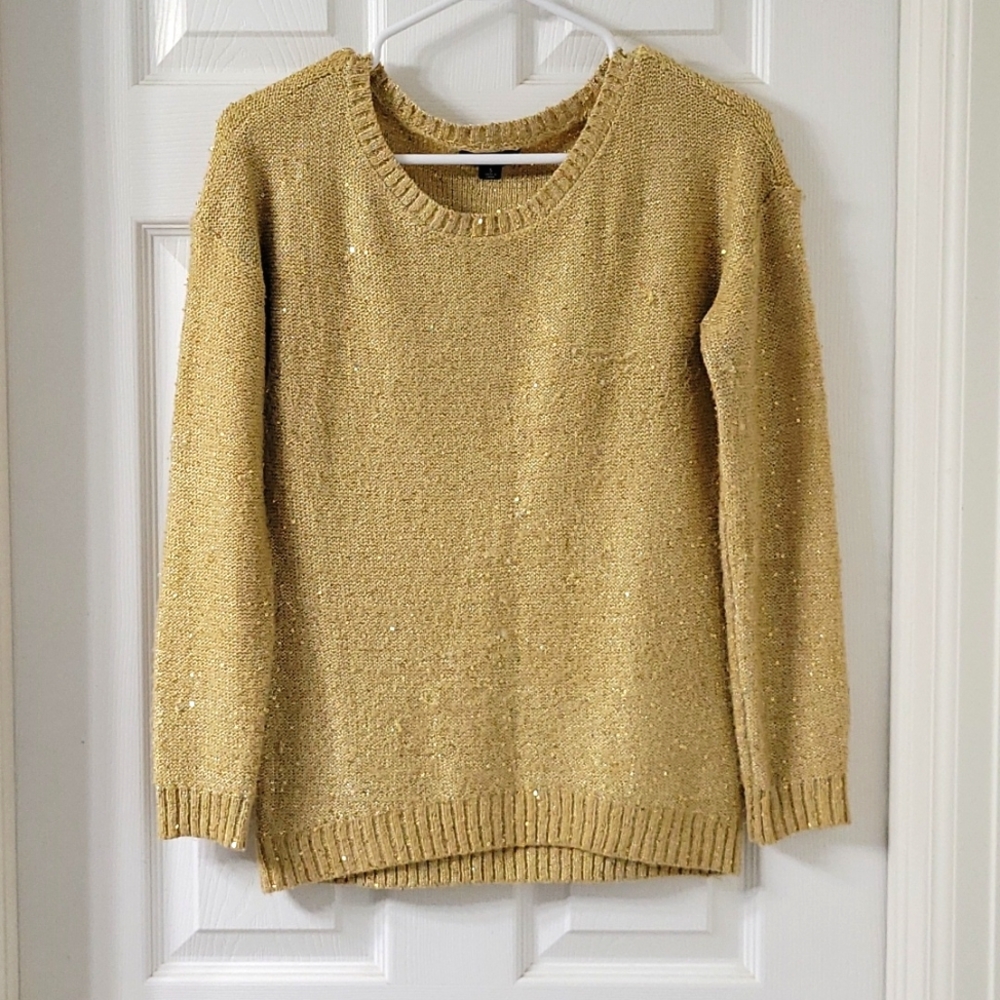Gold glitter chunky knit sweater